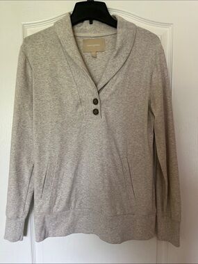 Banana Republic (Between Heather Gray & Cream) Collar Pullover Sweatshirt